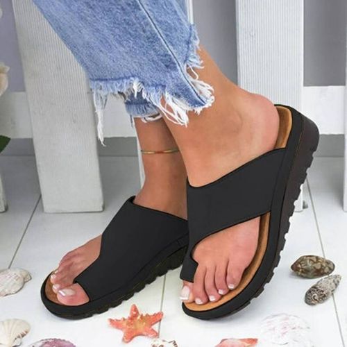Chaussures En Cuir  Plateforme Confortable Pour Femmes, Semelle Plate, Pour Dames, Correction Douce Du Gros Orteil, Correcteur Orthopdique De Bunion - 34