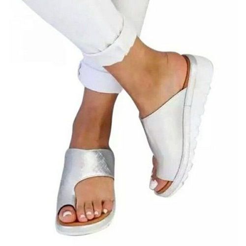 Chaussures En Cuir Artificiel Pour Femmes, Sandales Souples  Semelles Compenses Et Confortables, Pantoufles Correctrices Orthopdiques  Gros Orteils