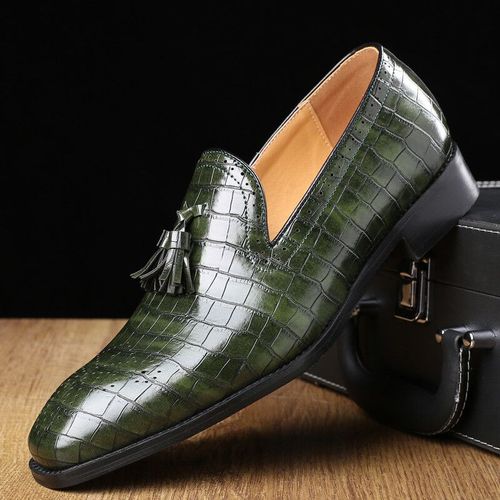 Chaussures En Cuir Dcontractes Vintage De Style Japonais Pour Hommes,Chaussures Provoqu Formelles De Haute Qualit,Mocassins D'affaires,Chaussures Brogue  Pampilles De Mariage - 11