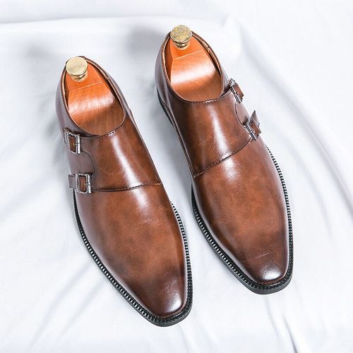 Chaussures En Cuir Marron Pour Hommes,Mocassins Dcontracts,Chaussures De Moine Classiques,Robe De Soire,Mariage,Mode,2024 - 38