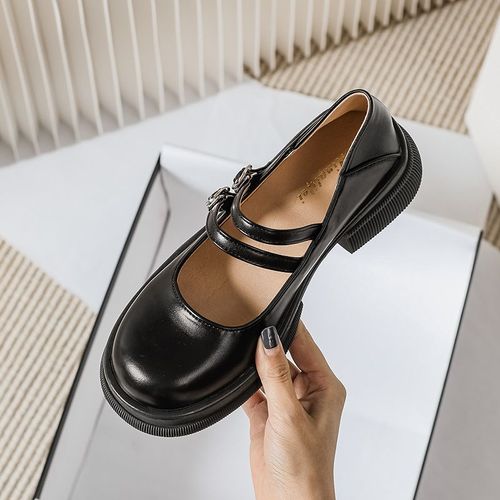 Chaussures En Cuir Noires Pour Femmes,Mocassins De Style Coren  Talon Moyen,Design  La Mode,Dcontractes,Vtements De Fte Et De Bureau,Printemps 2023 - 35