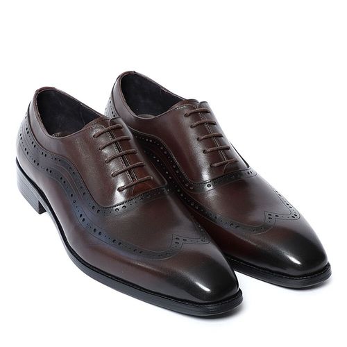 Chaussures En Cuir Vritable Faites  La Main Pour Hommes,Brogue Classique Solide,Chaussures  Bout Rond,Lacets,Oxford,Dernier Design - 44