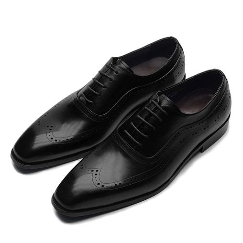 Chaussures En Cuir Vritable Faites  La Main Pour Hommes,Brogue Classique Solide,Chaussures  Bout Rond,Lacets,Oxford,Dernier Design - 46