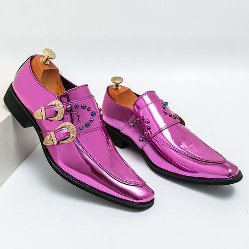 Chaussures En Cuir Verni Rose De Luxe Pour Hommes,Chaussures Pointues Pour Hommes,Chaussures De Designer De Haute Qualit,Robe De Soire De Mariage,Chaud - 45