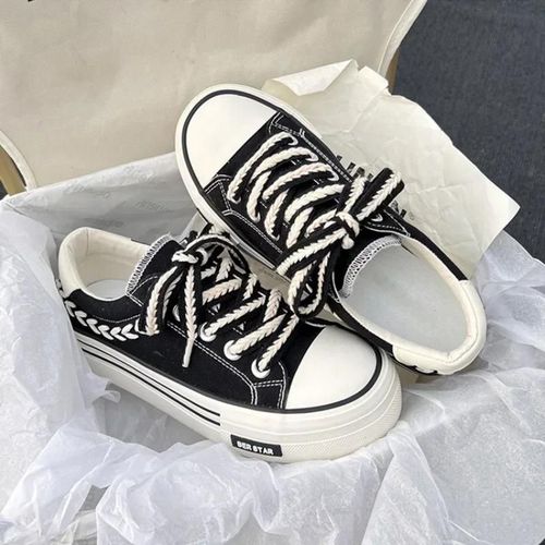 Chaussures En Toile  Plateforme Pour Femmes,Baskets paisses Pour Jeunes Filles,Chaussures  Semelle Optique Pour Femmes,Chaussures De Plein Air,Zelf,Recommand - 35