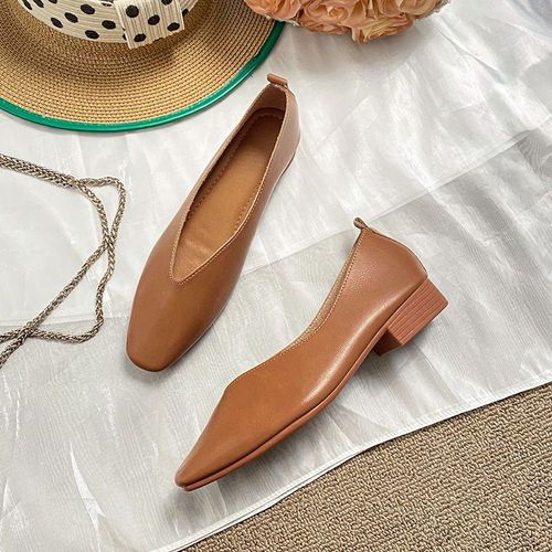 Chaussures Franaises  Talons Bas Et Bouche Peu Profonde Pour Femme,Chaussures Simples  Semelle Souple,Plates,2023 Couleur Unie Lgre,Confortable,Respirante Et Dcontracte - 33