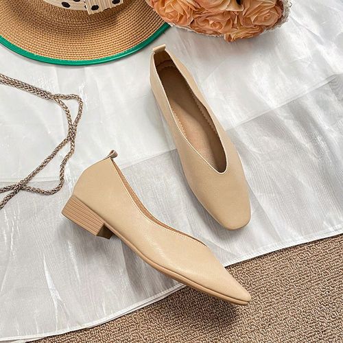 Chaussures Franaises  Talons Bas Et Bouche Peu Profonde Pour Femme,Chaussures Simples  Semelle Souple,Plates,2023 Couleur Unie Lgre,Confortable,Respirante Et Dcontracte - 33