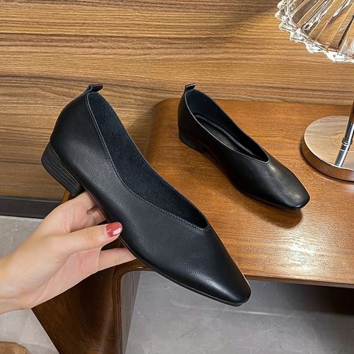 Chaussures Franaises  Talons Bas Et Bouche Peu Profonde Pour Femme,Chaussures Simples  Semelle Souple,Plates,2023 Couleur Unie Lgre,Confortable,Respirante Et Dcontracte - 33