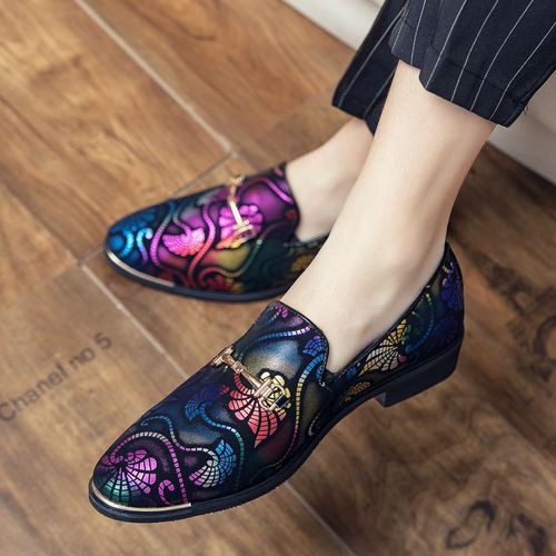 Chaussures Habilles En Cuir Pour Hommes,Chaussures De Luxe Britannique En Or Bleu  Motif National Oxfords,Chaussures Classiques De Bal De Mariage Pour Hommes
