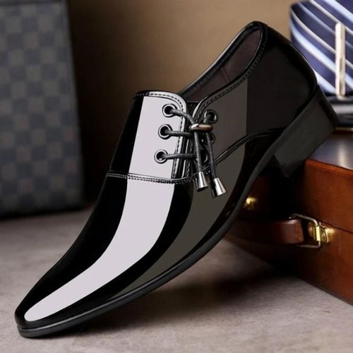 Chaussures Habilles Pointues Pour Hommes-Cuir Dcontract Noir Brillant,Taille 43 Noir,43