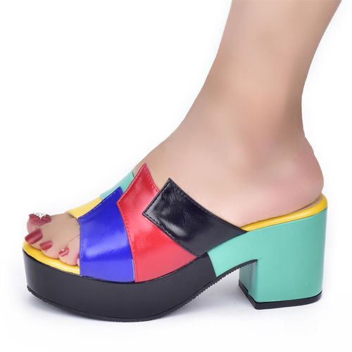 Chaussures Italiennes  Semelles Compenses Pour Femme,Sandales  Talons Hauts,Design Multicolore,Optique - 38