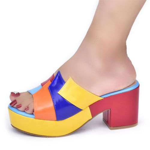 Chaussures Italiennes  Semelles Compenses Pour Femme,Sandales  Talons Hauts,Design Multicolore,Optique - 40