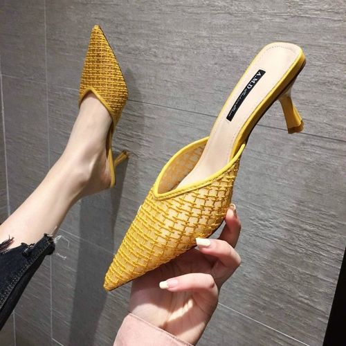 Chaussures Muller  Talons Mi-Hauts Pour Femmes, Demi-Pantoufles Galvanises  Talons pais, Sandales De Temprament Minces Assorties Avec Tout - 40