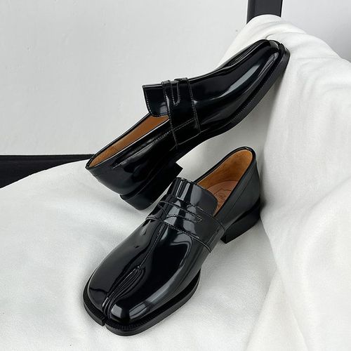 Chaussures Noires Tabi Fendues Pour Femmes,Mocassins  Enfiler,Chaussures Plates,Sabot De Over,Mode De Loisirs, - 35