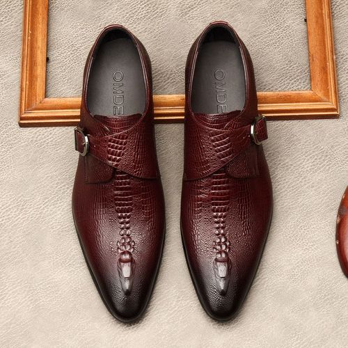 Chaussures Oxford De Mariage Faites  La Main Pour Hommes,Chaussures Provoqu Plates En Cuir Vritable,Mocassins D'affaires Formels,Motif Crocodile,Noir Et Bleu,t - 37
