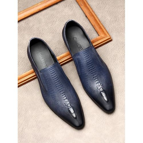 Chaussures Oxford De Mariage Faites  La Main Pour Hommes,Chaussures Provoqu Plates En Cuir Vritable,Mocassins D'affaires Formels,Motif Crocodile,Noir Et Bleu,t - 46