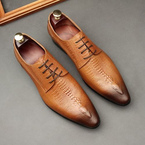 Chaussures Oxford De Mariage Faites  La Main Pour Hommes,Chaussures Provoqu Plates En Cuir Vritable,Mocassins D'affaires Formels,Motif Crocodile,Noir Et Bleu,t - 42