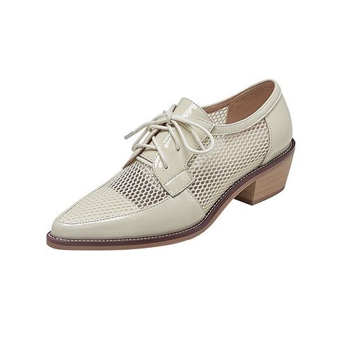 Chaussures Oxfords  Lacets Pour Femmes,Brogue,Derby Plat,Parka Pointue,Talons  Lacets,Filet Grill,Printemps,2023 - 34