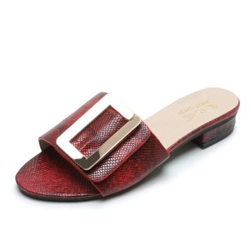 Chaussures Plates  Boucles Pour Femmes, Pantoufles  Bout Ouvert Imprimes Serpent, lgantes