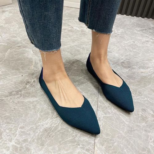 Chaussures Plates  Enfiler En Tricot Pour Femmes,Mocassins En Maille Extensible,Chaussures De Ballet Peu Profondes,Confortables,2023 - 37