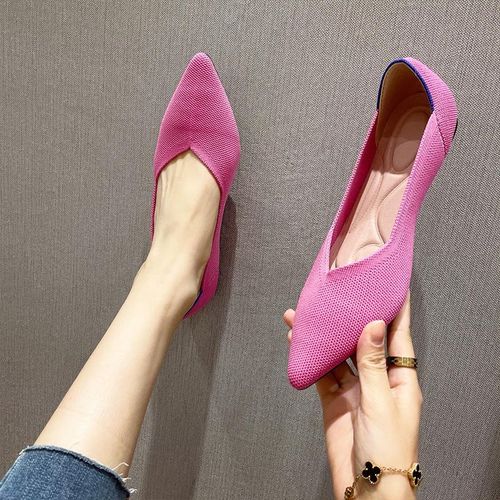 Chaussures Plates  Enfiler En Tricot Pour Femmes,Mocassins En Maille Extensible,Chaussures De Ballet Peu Profondes,Confortables,2023 - 34