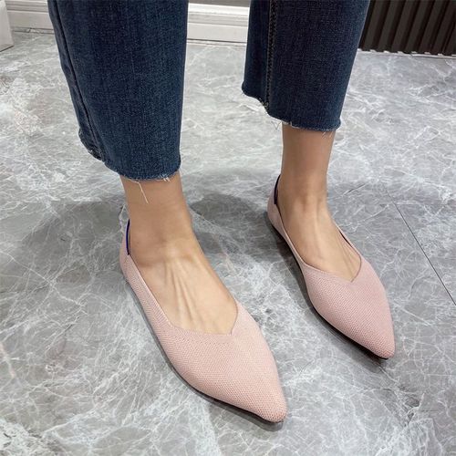 Chaussures Plates  Enfiler En Tricot Pour Femmes,Mocassins En Maille Extensible,Chaussures De Ballet Peu Profondes,Confortables,2023 - 34