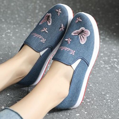 Chaussures Plates  Enfiler Pour Femmes,En Toile,Classiques,Noires,Dcontractes,Blanches, La Mode,A5241c - 37