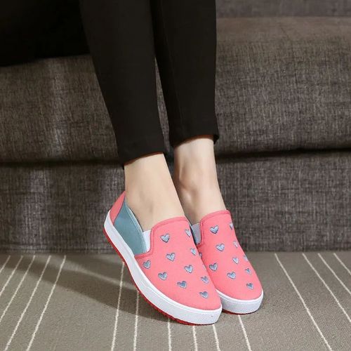 Chaussures Plates  Enfiler Pour Femmes,En Toile,Classiques,Noires,Dcontractes,Blanches, La Mode,A5241c - 36