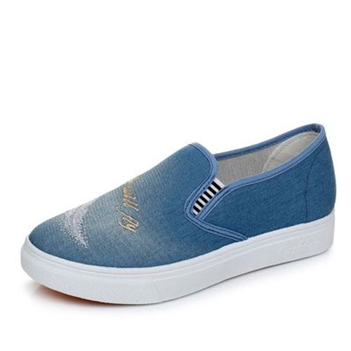 Chaussures Plates  Enfiler Pour Femmes,En Toile,Classiques,Noires,Dcontractes,Blanches, La Mode,A5241c - 36