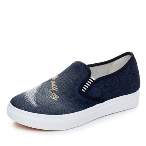 Chaussures Plates  Enfiler Pour Femmes,En Toile,Classiques,Noires,Dcontractes,Blanches, La Mode,A5241c - 36