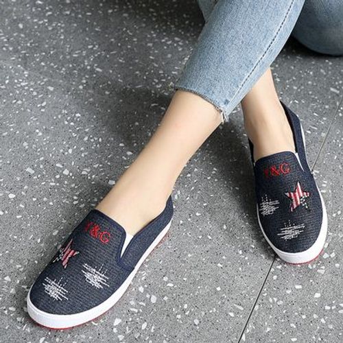 Chaussures Plates  Enfiler Pour Femmes,En Toile,Classiques,Noires,Dcontractes,Blanches, La Mode,A5241c - 37