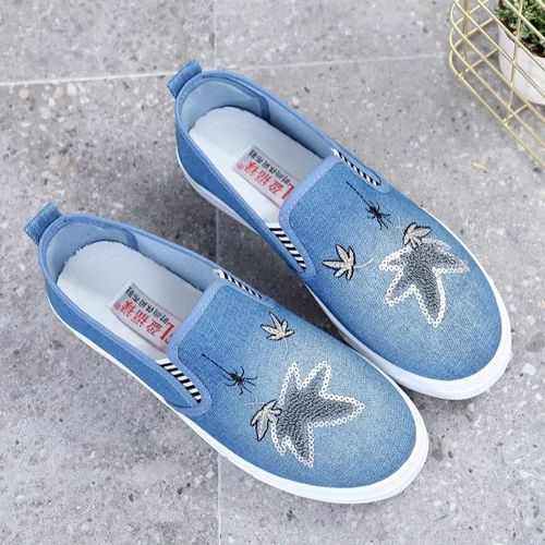 Chaussures Plates  Enfiler Pour Femmes,En Toile,Classiques,Noires,Dcontractes,Blanches, La Mode,A5241c - 39