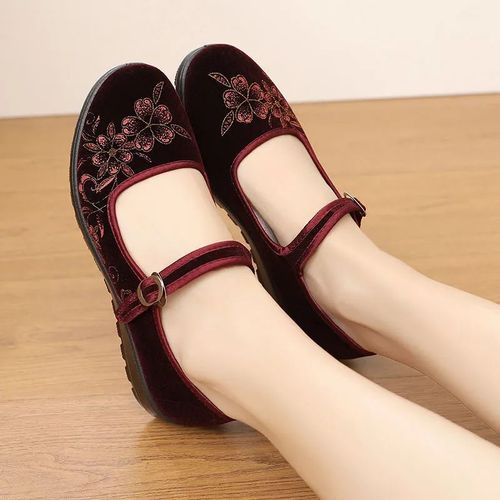 Chaussures Plates Classiques  Bout Rond Pour Femmes,Mocassins De Danse Rtro De Haute Qualit,Antidrapants,Printemps Et t,F608 - 39
