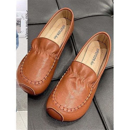 Chaussures Plates Confortables En Cuir Pu Pour Femmes,Mocassins  Fond Souple,Dcontractes, La Mode,Printemps-Automne,2023 - 35