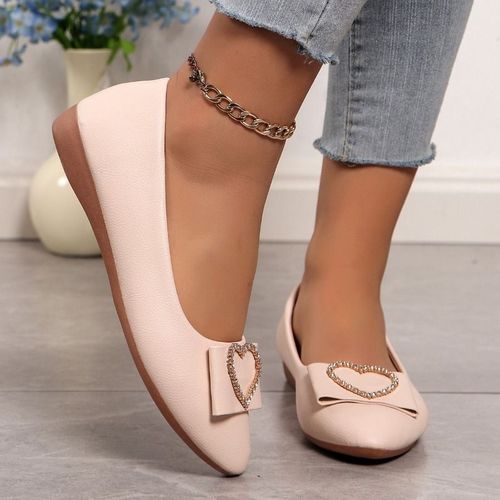 Chaussures Plates De Printemps Pour Femmes,Ballerines  Structure Mtallique,Robe De Ballerine D'automne,Parker Pointu, Enfiler,Ol Office,Cuir Verni - 36