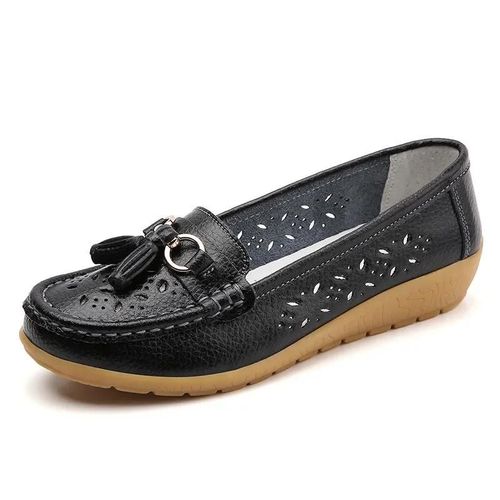 Chaussures Plates En Cuir Vritable  Talons Bas Pour Femmes,Mocassins  Enfiler,Ballerine D'infirmire Souple,Dcontract,t - 35