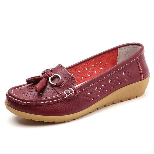 Chaussures Plates En Cuir Vritable  Talons Bas Pour Femmes,Mocassins  Enfiler,Ballerine D'infirmire Souple,Dcontract,t - 41