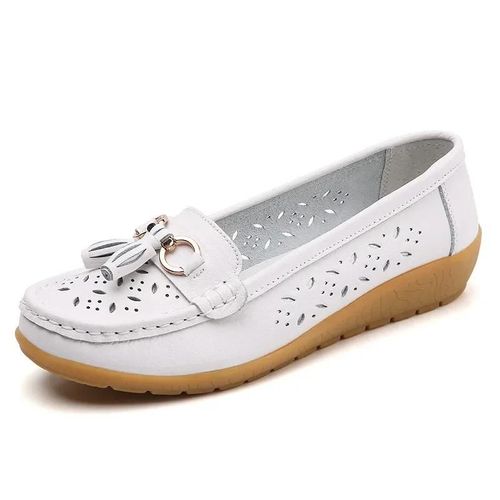 Chaussures Plates En Cuir Vritable  Talons Bas Pour Femmes,Mocassins  Enfiler,Ballerine D'infirmire Souple,Dcontract,t - 43