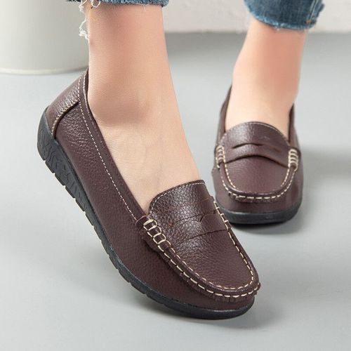 Chaussures Plates En Cuir Vritable Pour Femmes,Mocassins  Enfiler Peu Profonds,Chaussures D'infirmire Pour Dames,Plate-Forme Douce Dcontracte,2023 - 35