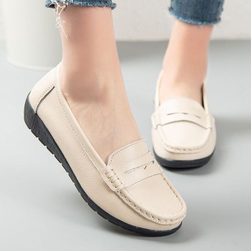 Chaussures Plates En Cuir Vritable Pour Femmes,Mocassins  Enfiler Peu Profonds,Chaussures D'infirmire Pour Dames,Plate-Forme Douce Dcontracte,2023 - 41
