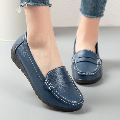 Chaussures Plates En Cuir Vritable Pour Femmes,Mocassins  Enfiler Peu Profonds,Chaussures D'infirmire Pour Dames,Plate-Forme Douce Dcontracte,2023 - 40