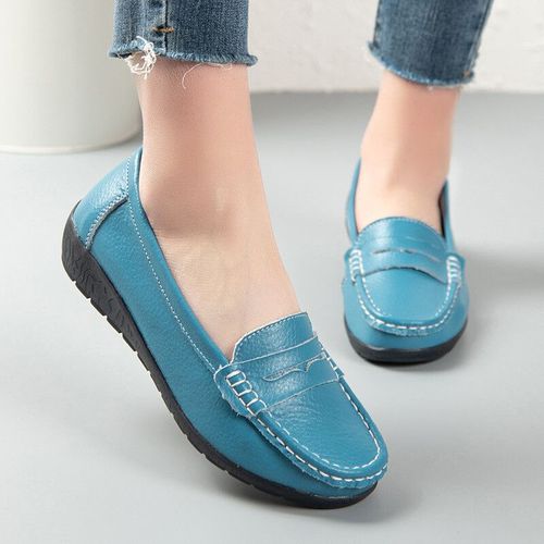 Chaussures Plates En Cuir Vritable Pour Femmes,Mocassins  Enfiler Peu Profonds,Chaussures D'infirmire Pour Dames,Plate-Forme Douce Dcontracte,2023 - 43