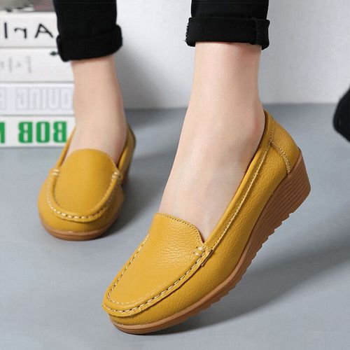 Chaussures Plates En Cuir Vritable Pour Femmes,Mocassins Dcontracts  Enfiler,Chaussures D'infirmire,Talons De 4.5 Cm,Grande Taille,Mode