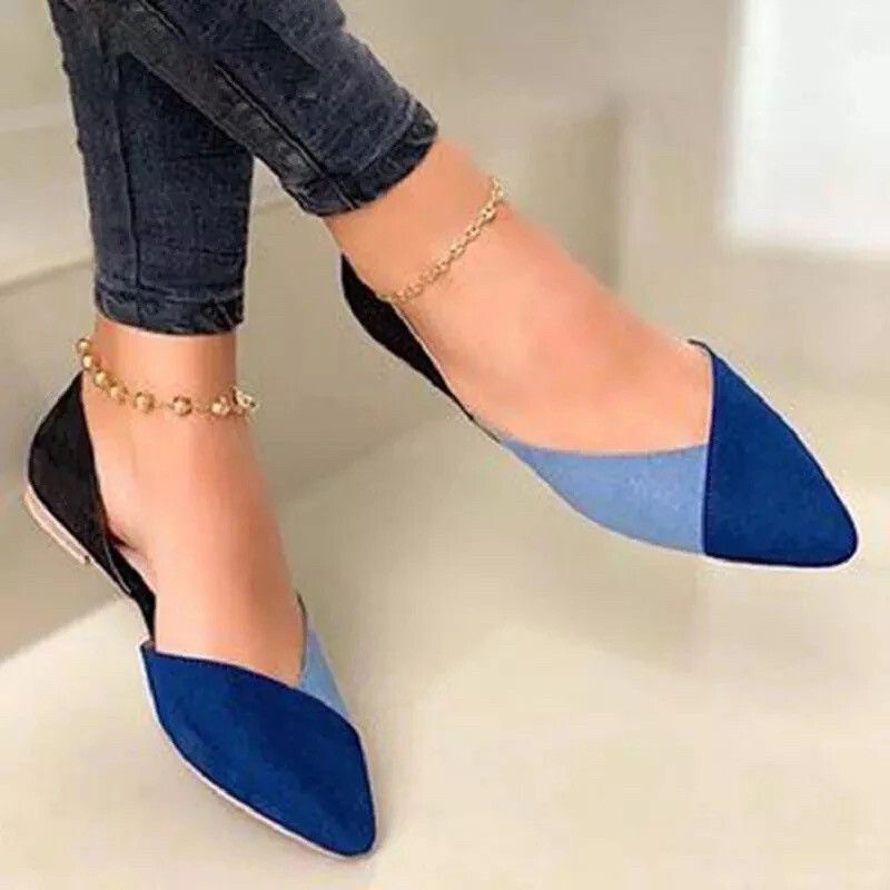 Chaussures Plates En Toile  Tte Pointue Pour Femmes,Chaussures Plates Rouges Mixtes,Chaussures  Enfiler,Peu Profondes,Confortables,Pliables,Dcontractes,Neuves - 39