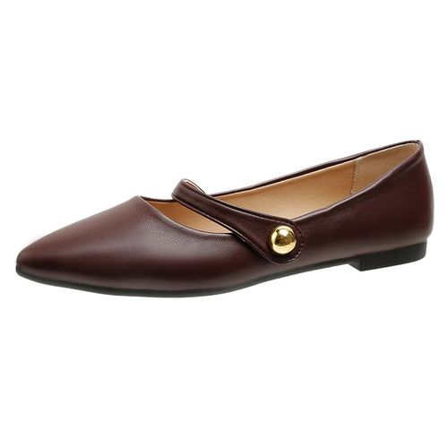 Chaussures Plates Parker Pointues Avec Velours Pour Femmes,Chaussures Simples,Mocassins Confortables,Chaussures  Essence Mary En Cuir,Finition 256 - 38