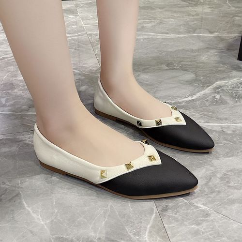Chaussures Plates Peu Profondes Pour Femmes,Chaussures  Enfiler  Rivets Pointus,Mocassins De Marche Dcontracts Pour Femmes,Robe De Bureau En Plein Air,t - 40