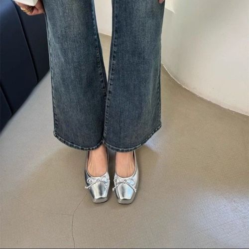 Chaussures Plates Rtro  N?Ud Papillon Doux Pour Femmes,Mode Corenne lgante,Carr Rouge,Parker Stiletto,Escarpins,Mocassins Habnomme,Chaussures Dcontractes,Automne - 37