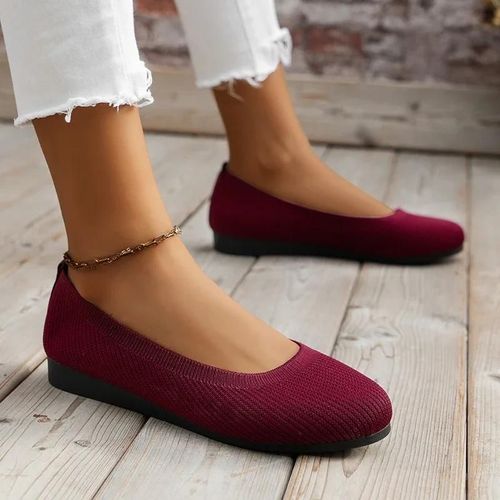 Chaussures Plates Simples  Enfiler Pour Femme,Mocassins Rond Respirants,Grande Taille,Printemps Automne - 36