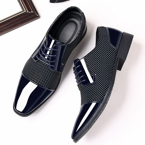 Chaussures Provoqu Classiques En Cuir Verni Oxfords Pour Hommes,Chaussures Formelles  Lacets,Noir,Fte De Mariage,Lumines2023,Tendance - 39
