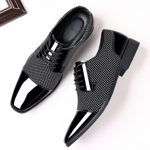 Chaussures Provoqu Classiques En Cuir Verni Oxfords Pour Hommes,Chaussures Formelles  Lacets,Noir,Fte De Mariage,Lumines2023,Tendance - 45